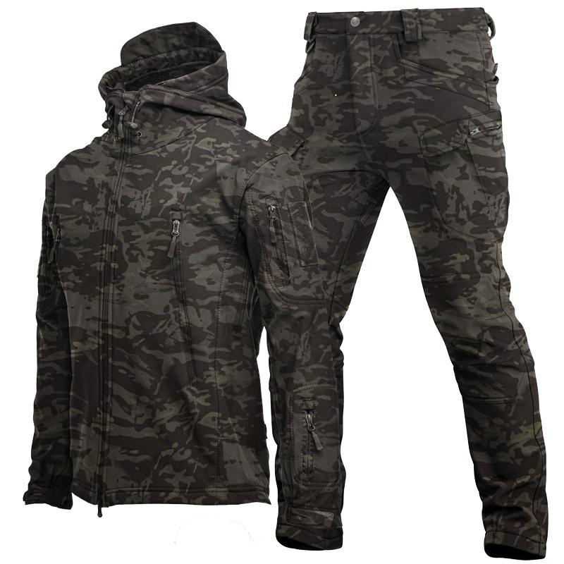 New Hunting Clothes Camouflage Clothing Military Uniform Combat Suit Soft Shell Waterproof Tactical Jacket + Pants for Camping Hiking
