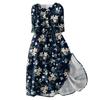 Women's Fashion Floral Printed Lapel Buttoned Seven-Point Sleeve Dress With Tie-Downs