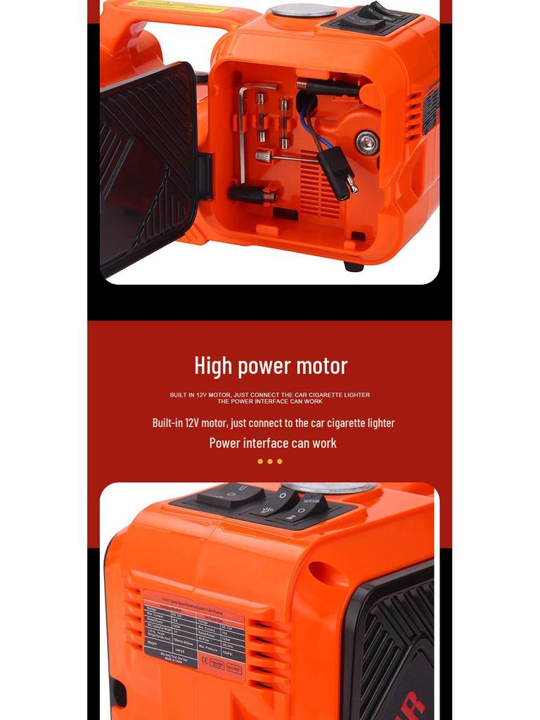 Автомобильный электрический домкрат 5 тонн с набором, 12В воздушным насосом и ключом