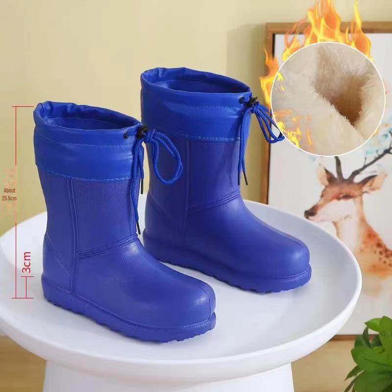 2024 Унисекс Черные зимние ботинки: Бархат, водонепроницаемый, легкий, утолщенный ЭВА для тепла