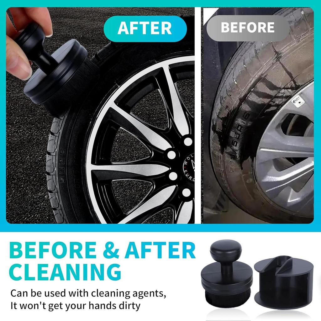 Кисть для блеска шин IPELY, Кисть для нанесения чернителя шин с базой для хранения, Кисть-аппликатор для блеска шин с щетиной высокой плотности для автодетейлинга