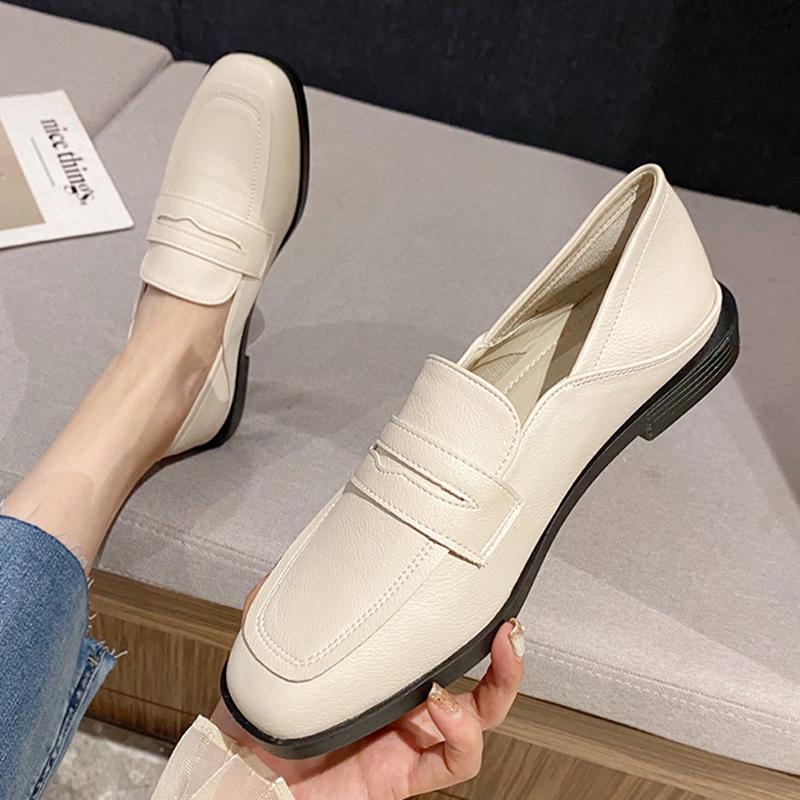 Fashion British Square Toe Loafers Women 2-Ways Barefoot Shoes Single Flats Ladies Low Heels Oxfords Soft PU Leather Moccasines Femme