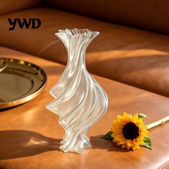Elegant Interior Design Piece Modern Twisted Flower Vase, 3D Printed Decorative Unique Geometric Floral Container Artistic Table Centerpiece Vase for