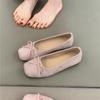 Gentle Fairy Ballet Shoes 2025 Sweet Elegant Bow Square Head Shallow Mouth Soft Sole Evening Ladyshoes