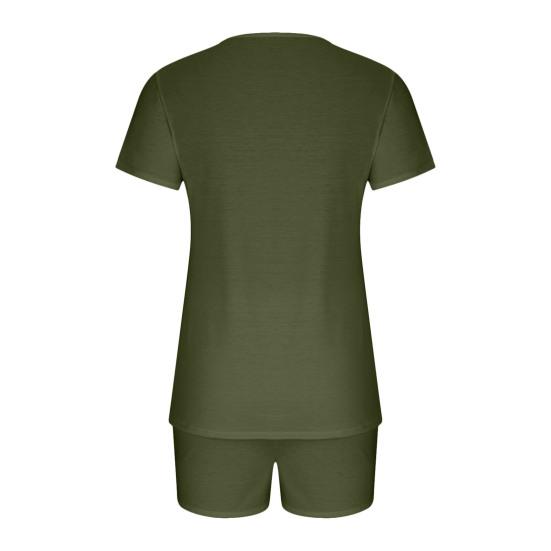 2 шт./комплект, женская летняя пижама, костюм с V-образным вырезом и коротким рукавом, комплект домашней одежды, топ и шорты, комплект свободных шорт, повседневный спортивный наряд