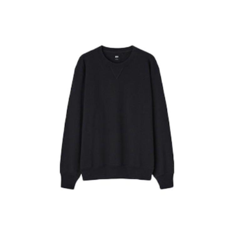 Uniqlo Свитшот с круглым вырезом, однотонный, с длинным рукавом, унисекс, черный 444966-69