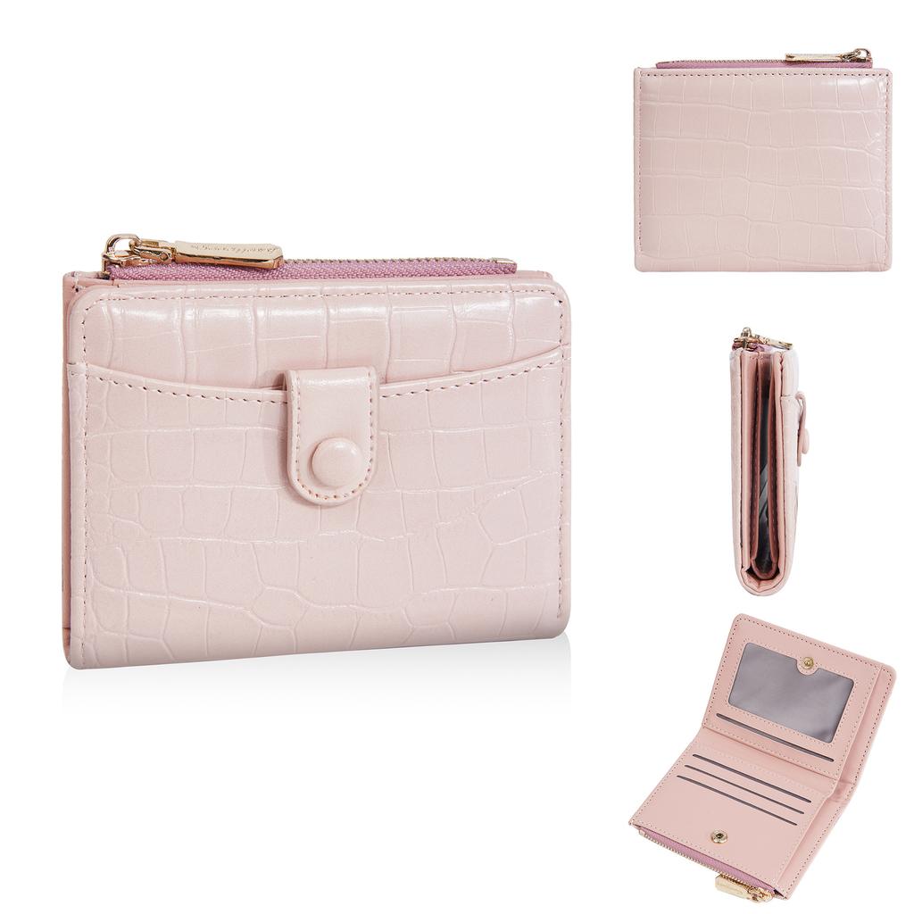 Женский короткий кошелек Корейский кошелек с каменным узором Двухскладной кошелек Сумка для мелочи на молнии