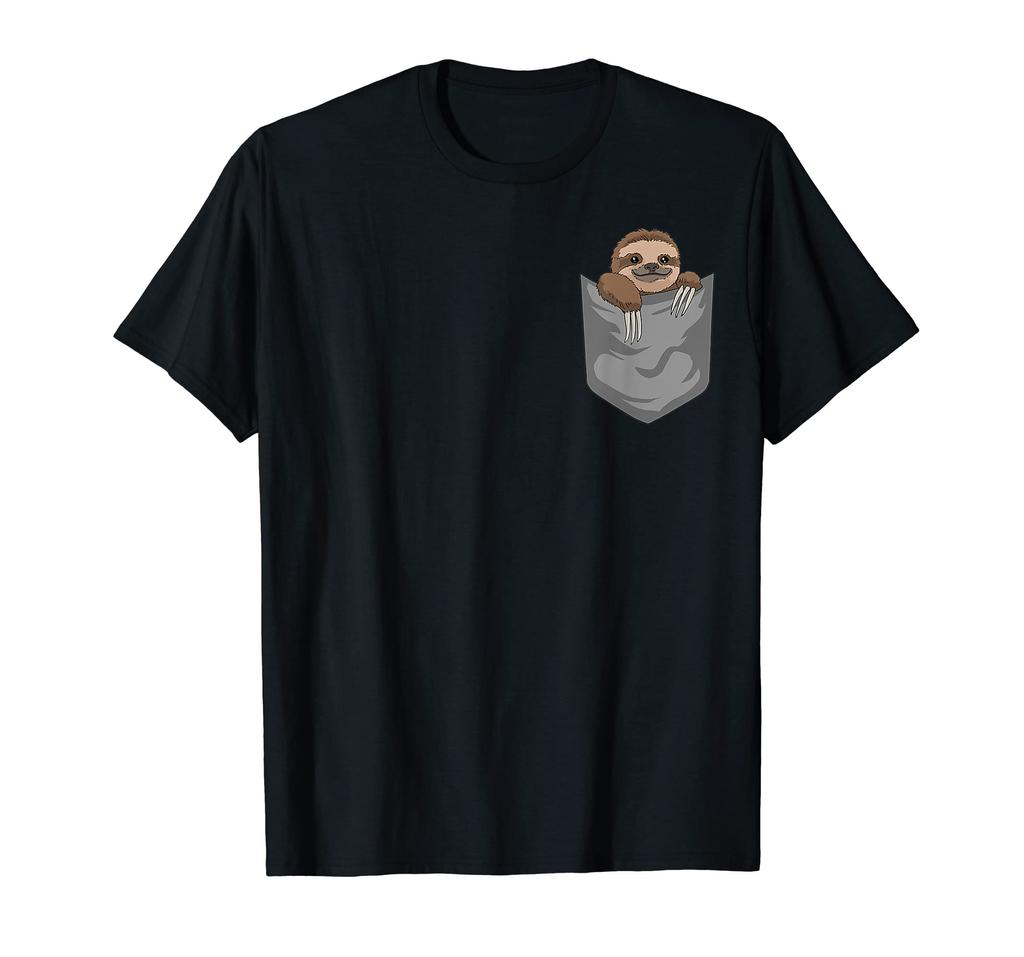 Chest Pocket Sloth Funny Sloth T-Shirt T-Shirt