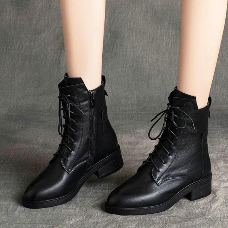 Брендовые женские туфли на молнии с круглым носком, резиновые сапоги, женские модные сапоги большого размера для дождливой погоды, женские низкие осенние кожаные туфли на каблуке-копыто