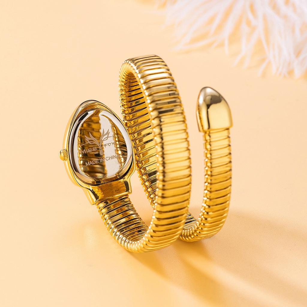 MISSFOX Women's Watches New Quartz Snake Shape Simple Ladies Watch Fashion Unique Strap Waterproof Wristwatches
