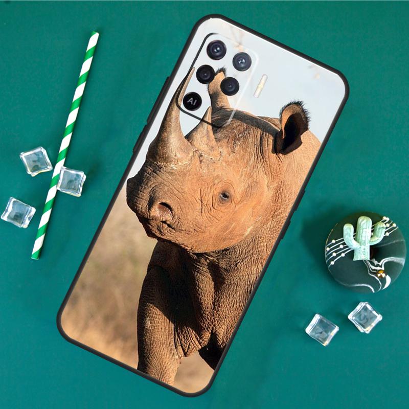 Чехол Животное Носорог Для Oppo A40 A60 A80 A16 A76 A96 A18 A38 A58 A78 A98 A91 A15 A17 A74 A94 A54 A57S Обложка