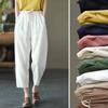Summer Women's Solid Color Cotton and Linen Pants Vintage Loose Streetwear Harem Trousers Female Casual High Waist Drawstring Pants