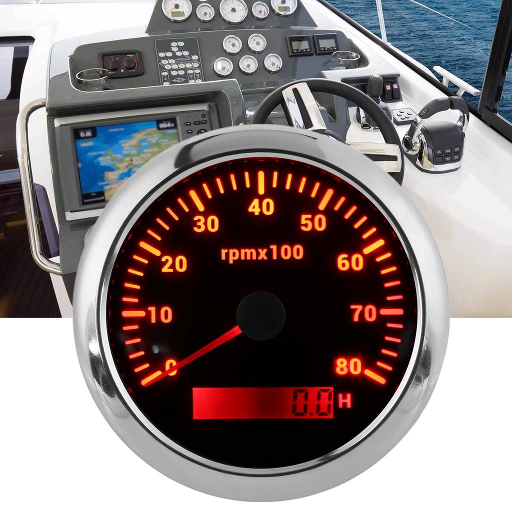 85mm 0‑8000RPM Tachometer 7 Colors Backlight IP67 Waterproof Pointer Type for Boat Marine RV 9‑32V
