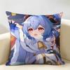 Ganyu Cute Genshin Game Cushion Cover Natural Linen Organic Fabric DoubleSided Printing Room Sofa Decor Pillow Case