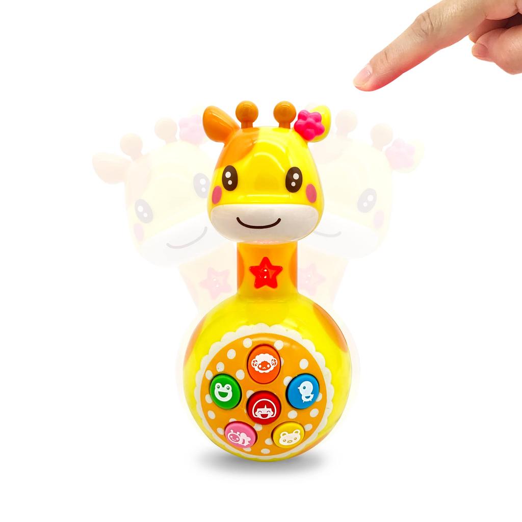 Rolling Animal Lights Makes and Talks When You Press the Cute Baby Giraffe Toy, Up, Sounds, Button, (1 Pc)