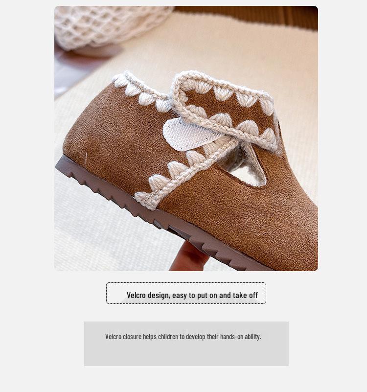 Корейский стиль Ретро Birkenstock Мягкая подошва Кожаная обувь для девочек - Зимняя версия 2025