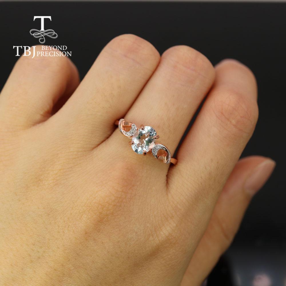 New 100% Natural Aquamarine Oval 6*8mm Gemstone Ring Earring Pendant Jewelry Set 925 Sterling Silver Fine Women's Jewelry