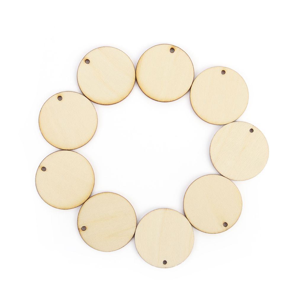 Natural Round Shape Slice Laser Cut Wood DIY Craft Wooden Ornament Wood Piece Hanging Pendant