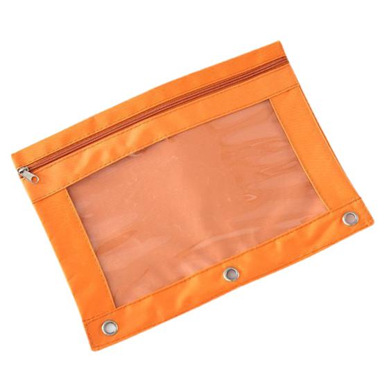 3 Holes Pencil Case Zipper Transparent Loose-Leaf Binder Oxford Cloth School Stationery File Storage Bag Office Supplies
