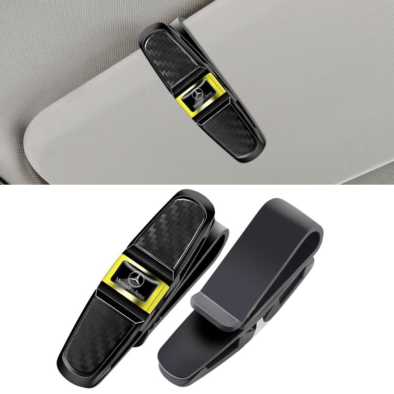 ZQE1 Car Sun Visor Clip 360 Rotation Sunglasses Ticket Card Clamp For Mercedes Benz AMG W205 C300 W203 W206 W108 W124 W126 W140 W168