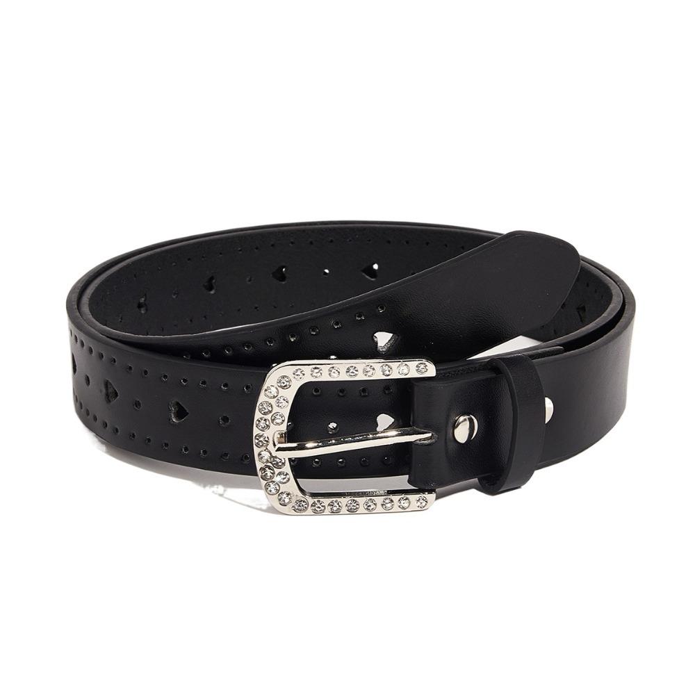 Jeans Decor Y2K Wide Belt Love Heart PU Leather Waistbands Lovely Rhinestone Waist Belt Daily