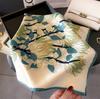 Summer Flower Simple Simulation Silk Printing Scarf 70Cm Square Scarf High Sense Versatile Professional Scarf Silk Scarf