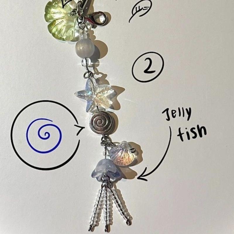 Y2k Phone Chain Tassels Star Jellyfish Pendant Keychain Phone Charm Strap Lanyard Bag Backpack Ornament Car Key Holder