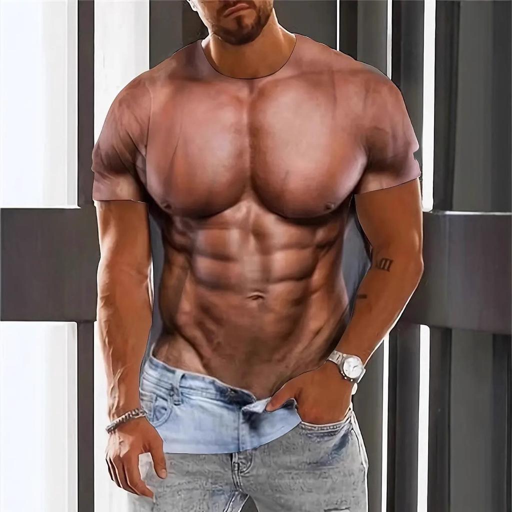 3D Digital Printed Men's T-shirt Muscle Funny T-shirt