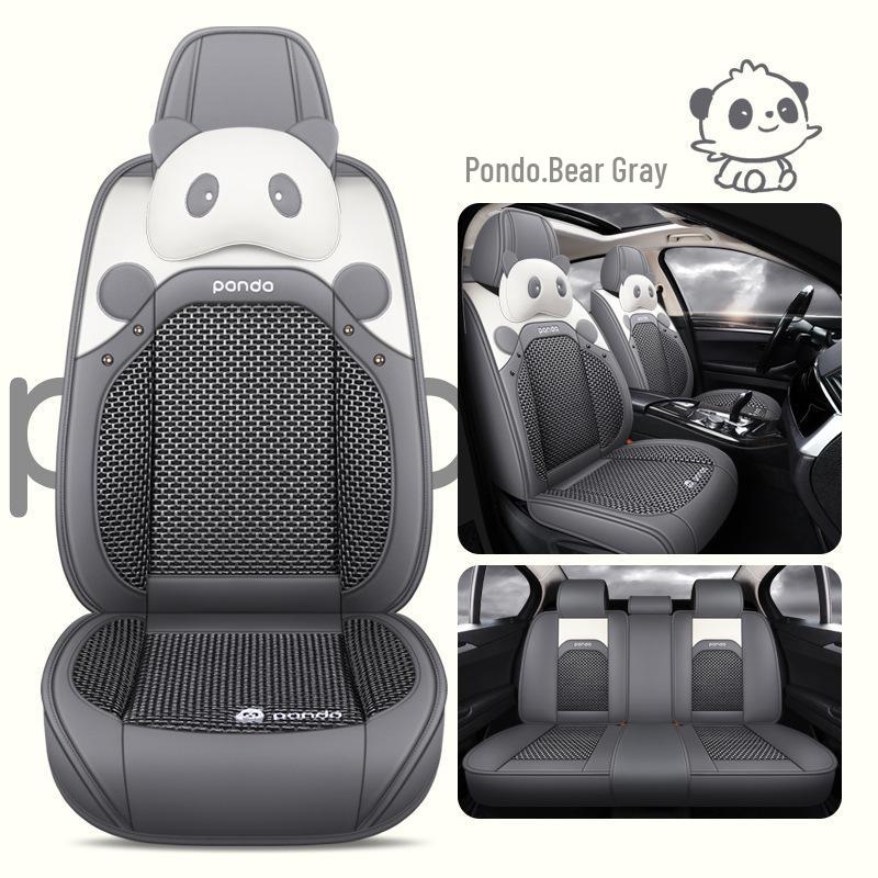Новый мультяшный кожаный комплект подушек на сиденья автомобиля из ледяного шелка, на все сезоны