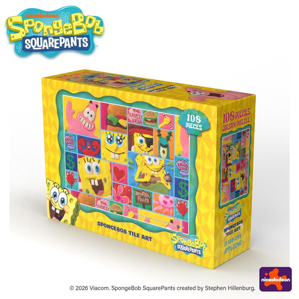 APPLEONE Пазл SPONGEBOB TILE ART Плитка 108 деталей Сделано в Японии x см Губка Боб 108-094 (Искусство Губки Боба) 25.7 18.2