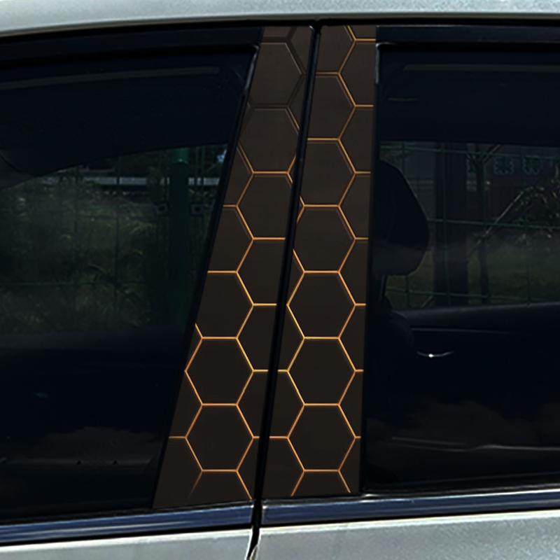 Style Honeycomb Hexagon Car B-pillar Stickers Car Center Column Decoration Cover Scratches Waterproof Decals Car Accessories