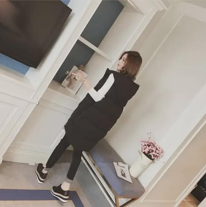 Женский свободный жилет из хлопка в корейском стиле на осень/зиму – средняя/длинная длина, универсальный, большой размер.