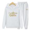 Мужские комплекты Толстовка с принтом «Я его королева» Спортивный костюм Комплект из 2 предметов Толстовки унисекс Флисовая толстовка + брюки Костюм Толстовка Спортивная одежда