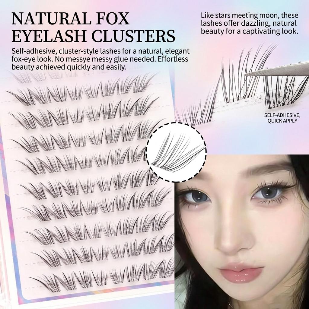 Fox-Eye Lash Extensions Natural Style Artificial Eyelashes for Women Black C Curl