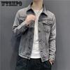Мужская джинсовая куртка, осенние мужские джинсовые пальто, черные карго, большой размер, мужская одежда, корейская модная верхняя одежда большого размера