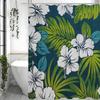 Шторка для душа из пальмовых листьев с белыми цветами и синими листьями, декоративная шторка для душа для ванной комнаты, водонепроницаемая шторка для душа с крючками