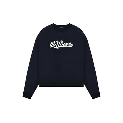 WE11DONE Свитшот унисекс с принтом логотипа-буквы FW22, круглый вырез, черный WD-TT3-22-797-U-BK