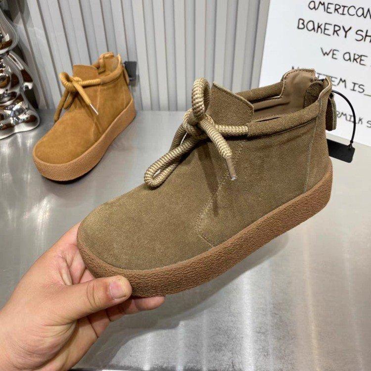 Кукольная голова чистая кожа откидной мех на плоской подошве короткие ботинки женские ретро мягкая подошва шнуровка ботинки Мартина удобные и нескользящие низкие одинарные туфли