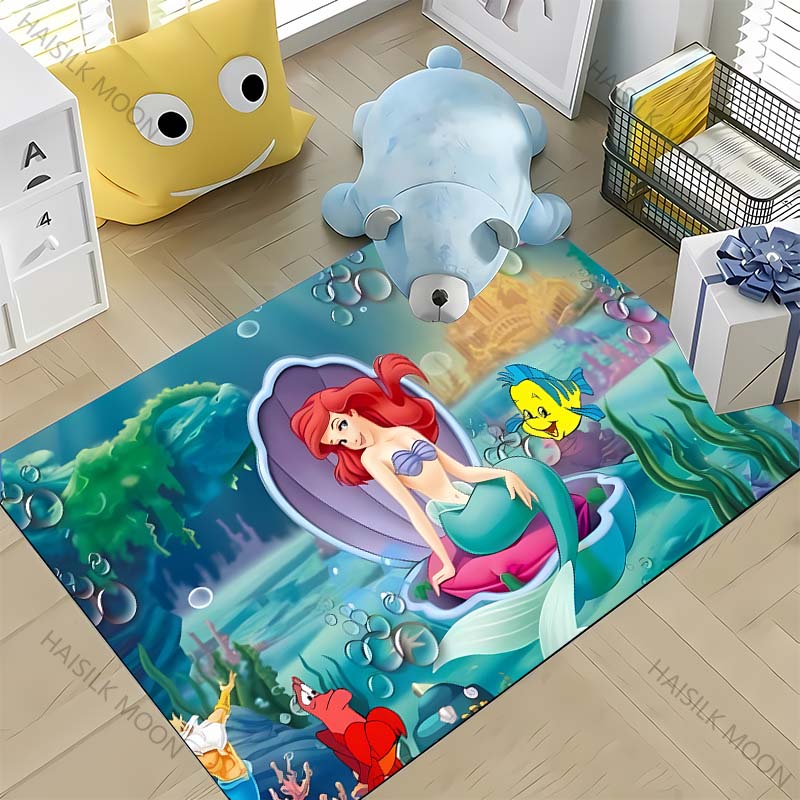 17 Styles Beautiful M-Mermaid Princess Print Carpet Rug for Bedroom Living Room Decor, Kids Play Non-Slip Decor All Seasons Mats