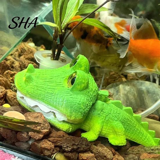 Aquarium Bubbler Crocodile Air Crocodile, Resin Decoration Bubbler, Fish Tank Pump Ornament for Shrimp Betta