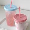 Kawaii стакан для воды с крышкой и соломинкой для кофе, сока, молока, чая, симпатичная пластиковая бутылка для воды, портативная многоразовая бутылка для питья, не содержит BPA