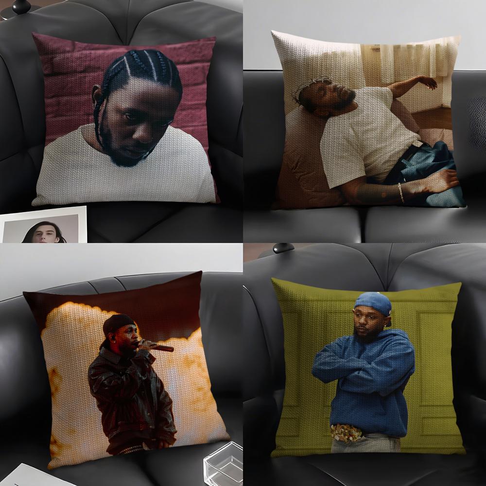 KKendrick LamarR Rapper Cushion Cover Natural Linen Organic Fabric DoubleSided Printing Sofa Home Decor Gift Pillow Case