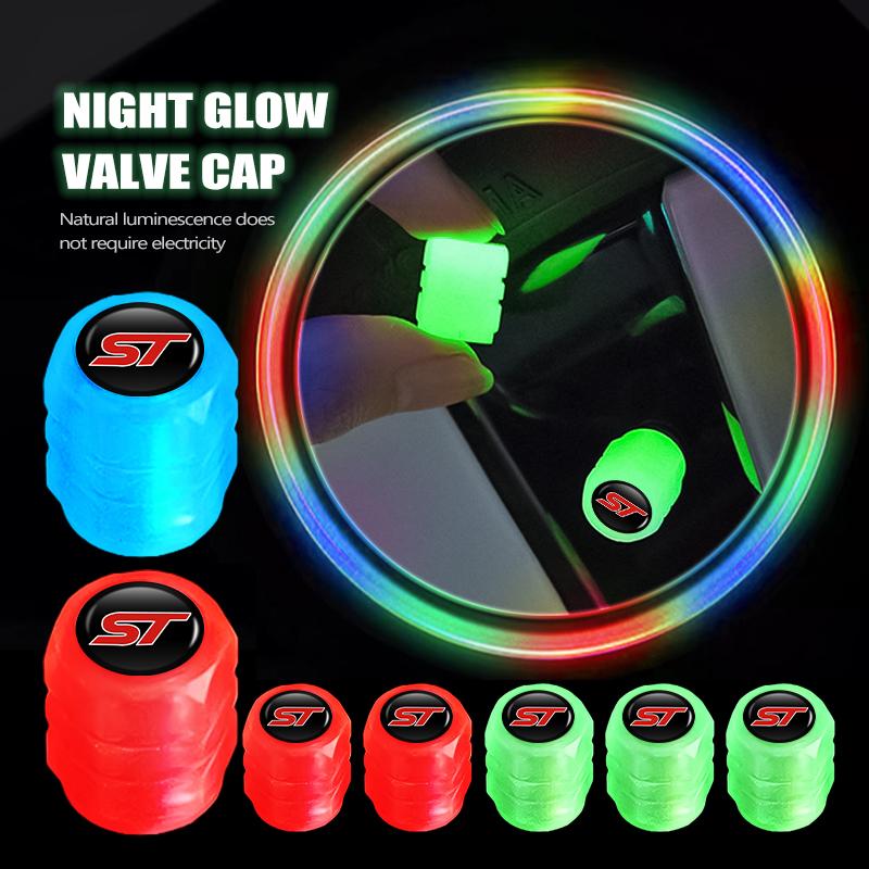 4/6/10pcs Car Tire Fluorescent Dustproof Wheel Valve Stem Caps For Ford Falcon Fusion Escape Ecosport Fusion Explorer Expedition