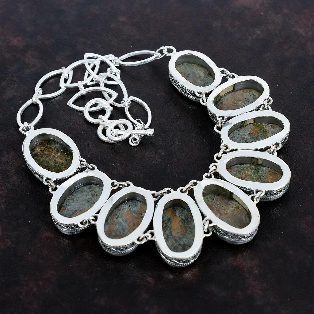 Ожерелье из граната спессартина в известняке, ожерелье из стерлингового серебра 925 пробы, регулируемое ожерелье из цепочки, ювелирные изделия из драгоценных камней, винтажное ожерелье ручной работы