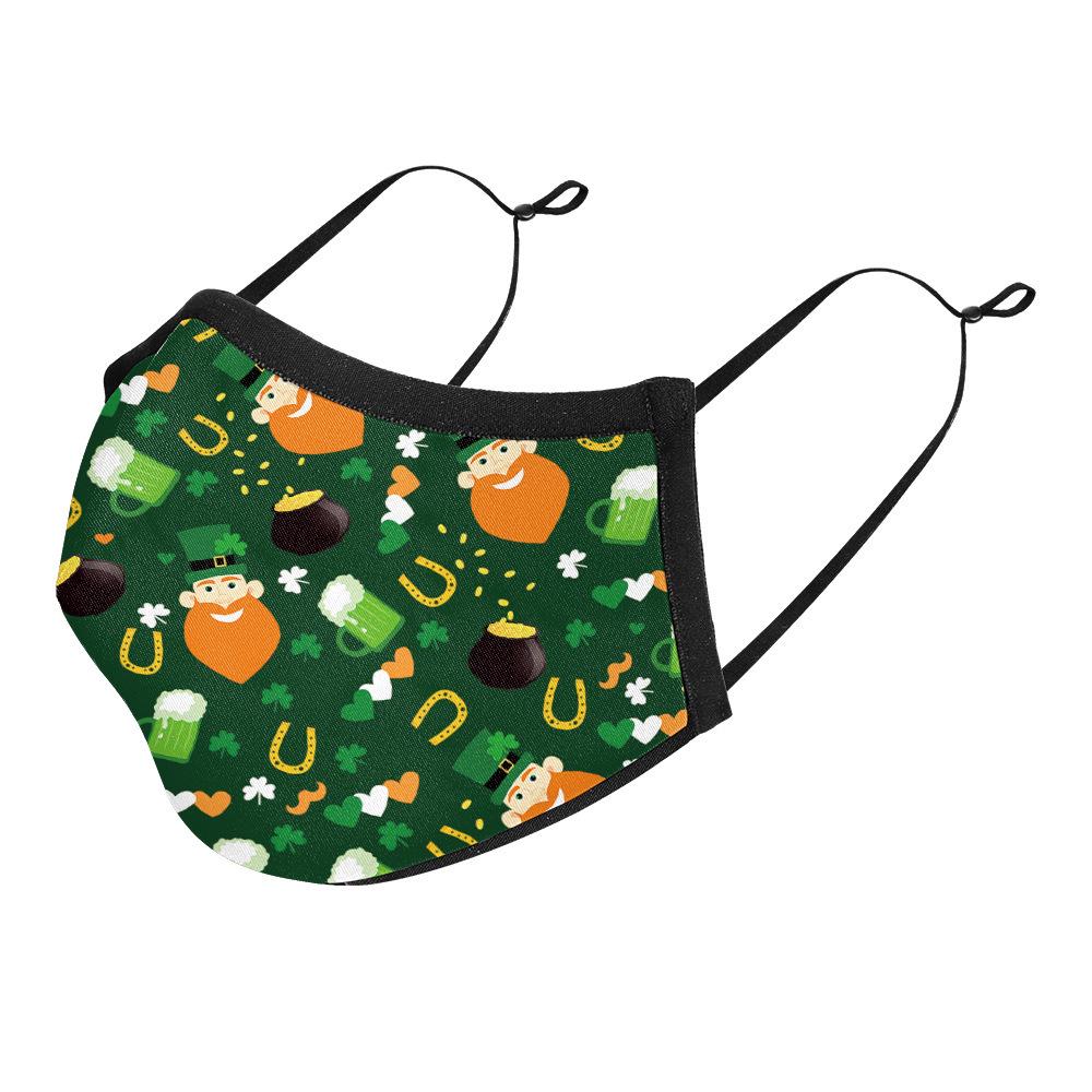 Irish Festival Shamrock Print Sun Protection Breathable Face Mask - Adult Double Layer