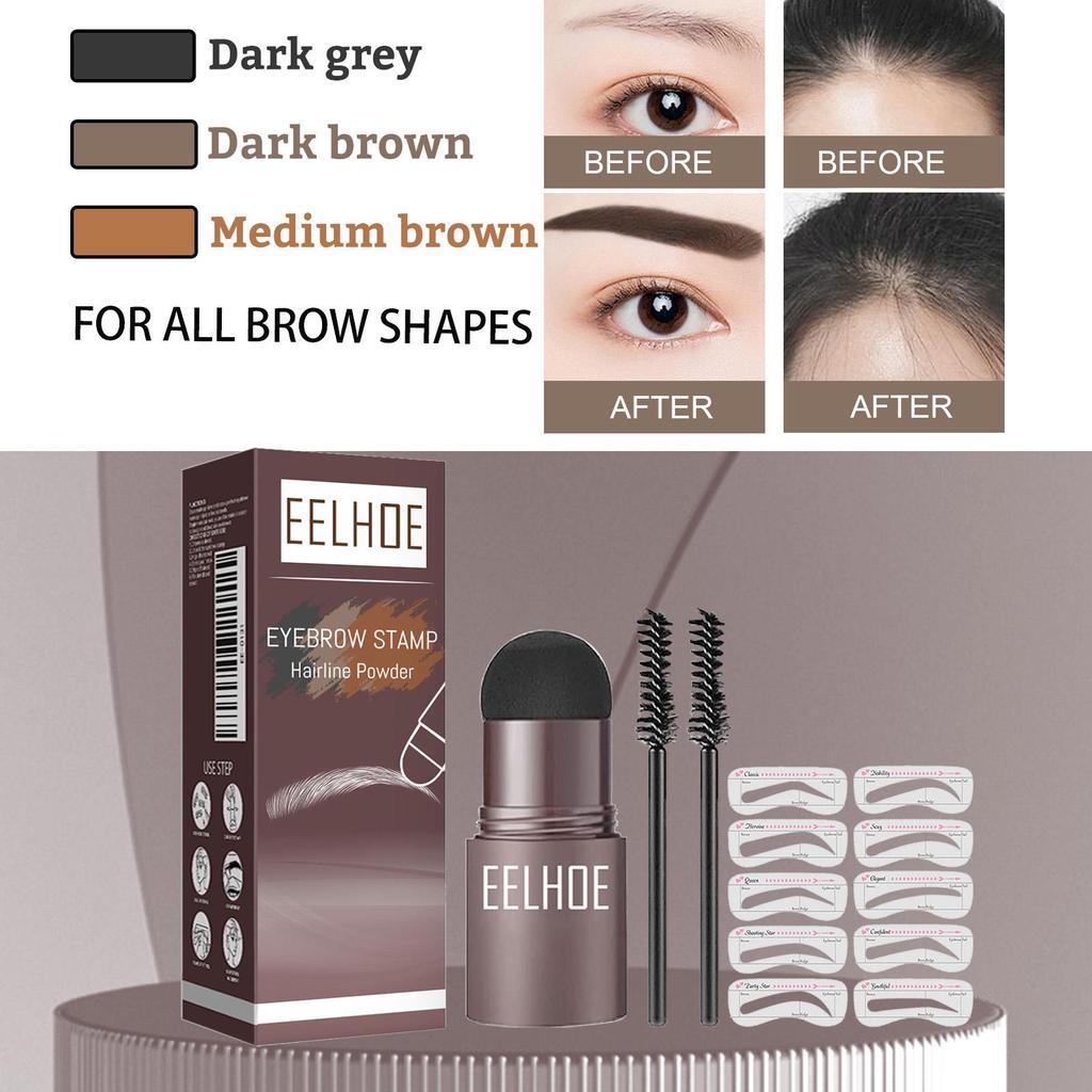 EELHOE Форма для отпечатка бровей, оттенок medium brown, набор для ленивого заполнения бровей, пудра для бровей, водостойкая пудра для линии роста волос, 1 набор