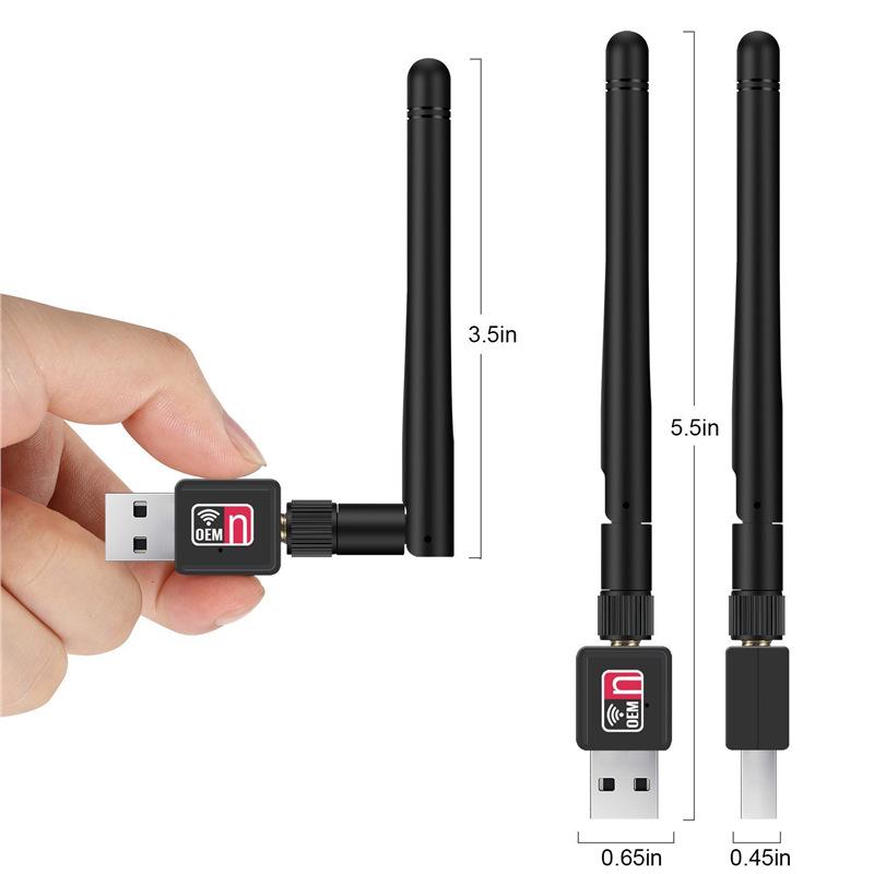 Мини беспроводной сетевой адаптер USB WiFi с внешней антенной (150 Мбит/с, RTL8188)