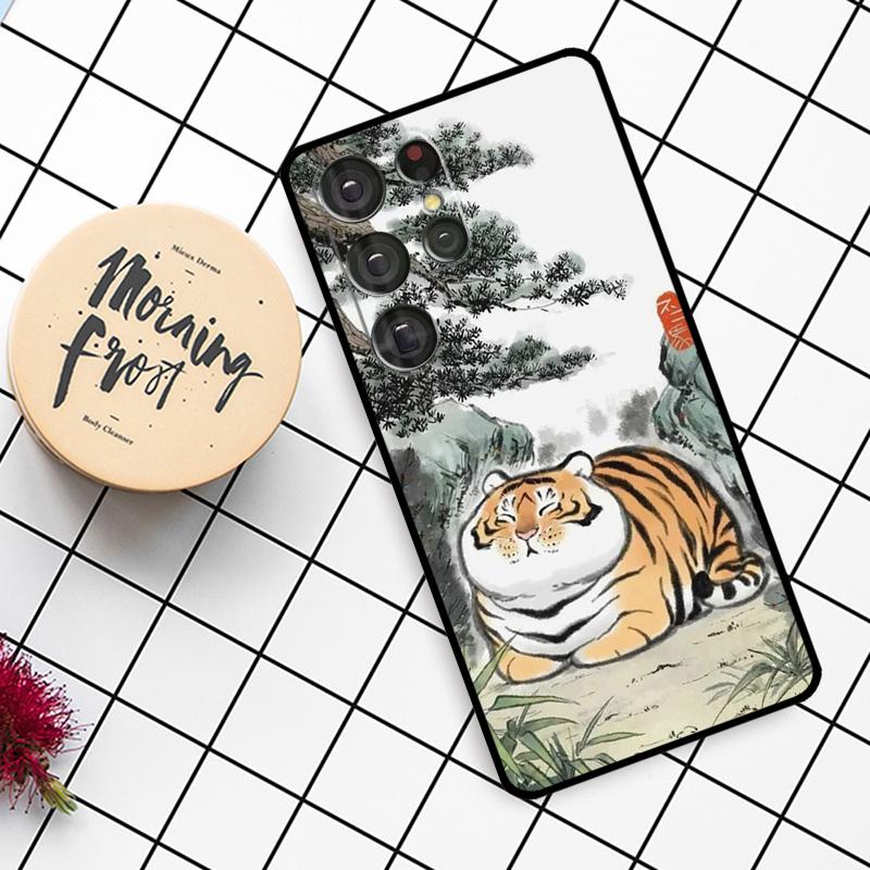 Мультяшный Толстый Тигр Чехол Для Samsung Galaxy S23 S22 Ultra Note 20 Note 10 S8 S9 S10 Plus S21 FE S20 FE Задняя Крышка
