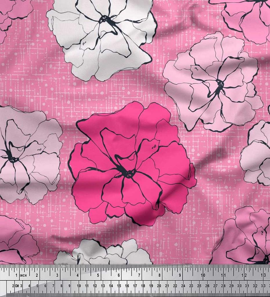 Soimoi Японский креп-атласная ткань с гвоздикой и цветочным принтом, швейная ткань, метр 42 дюйма