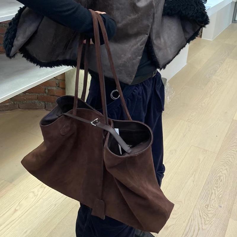 Повседневная простая сумка через плечо из замши для женщин, универсальная кожаная сумка